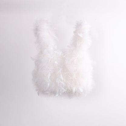 Vest bag, feather bag, handmade bag, soft bag, plush bag, fur bag, can be wholesaled