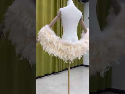 Party shawl, dress shawl, trailing shawl, turkey feathers, real feathers, dinner, wedding