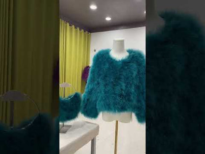 Women's quilted jacket, thin cotton jacket, spring and autumn outerwear, turkey feather jacket, real fur outerwear, clothing factory, wholesale, custom sizes available