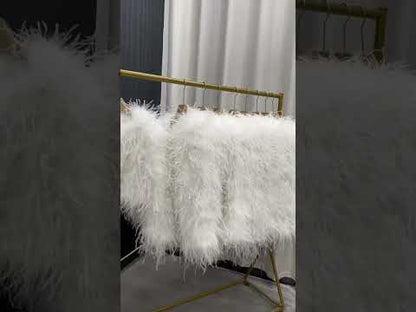 45cm long ostrich feather coat for women, short coat, real feather hand-woven and sewn, thin cotton in winter, warm and soft, wholesale clothing factory, custom sizes available