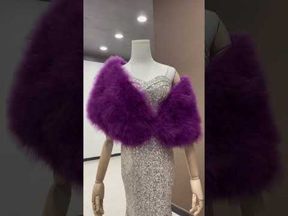 Turkey feather shawl, ladies shawl, thickened shawl, padded shawl, banquet shawl, dress shawl, dress outerwear, real fur shawl, fur shawl, wholesale and customizable handmade feather clothing factory